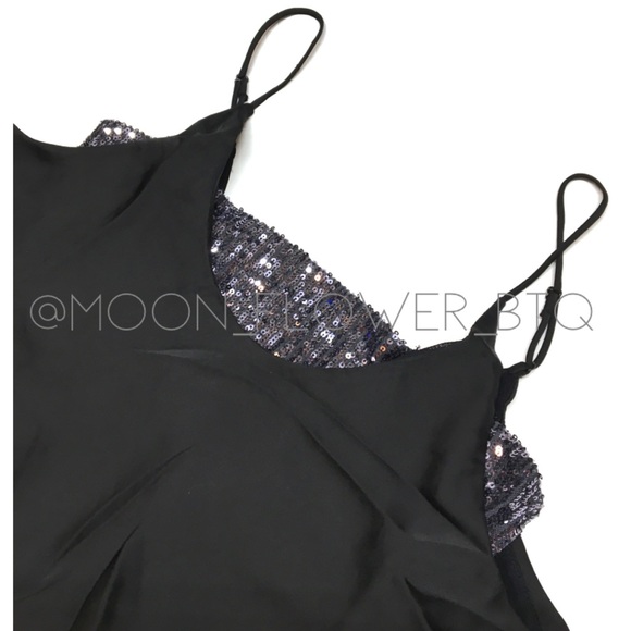 Free People Turn It On Sequin Cami Tank Top Black - Picture 5 of 11